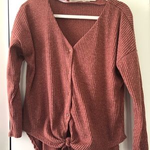 Liberty Love Clay Colored V-Neck Sweater
